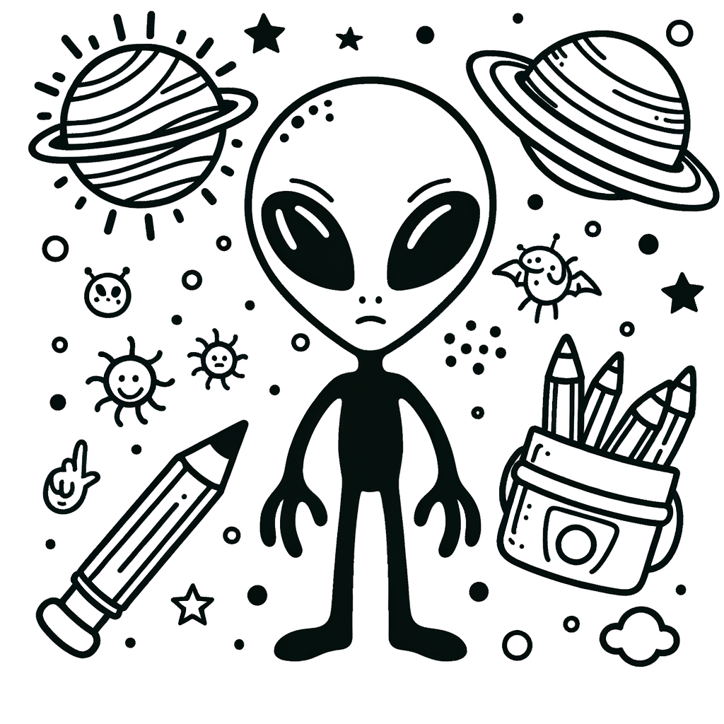 Alien Ausmalbild PDF zum Drucken