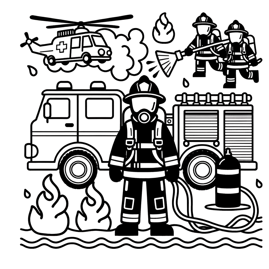 Feuerwehr Malbild kostenlos PDF