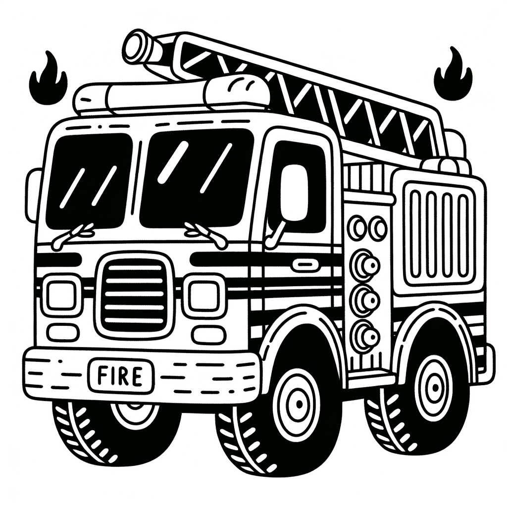 Feuerwehrwagen Malvorlage kostenlos PDF