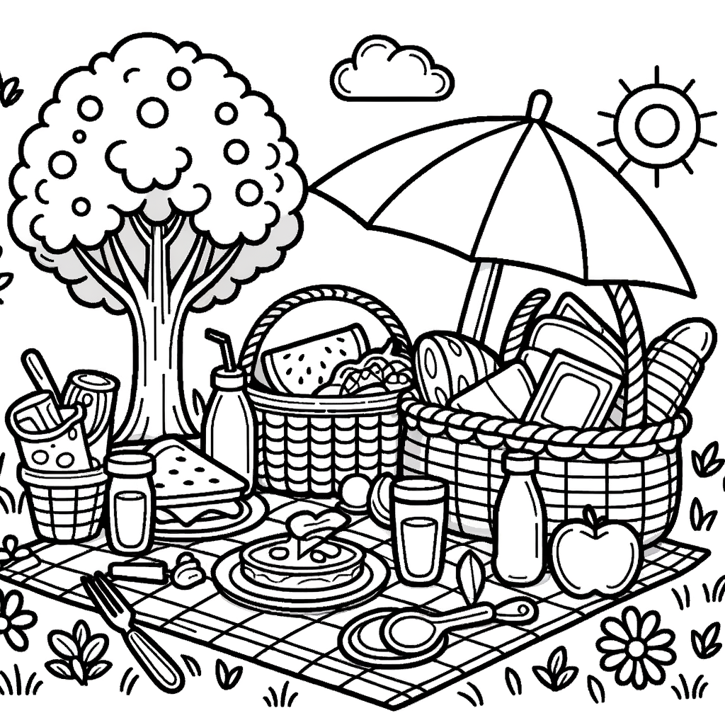 Picknick Ausmalbilder PDF downloaden